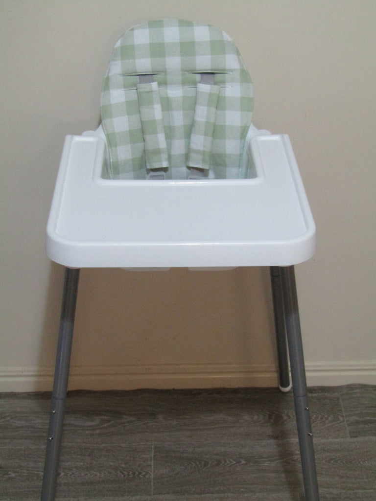 Small size universal high chair liner set-Pastel green gingham