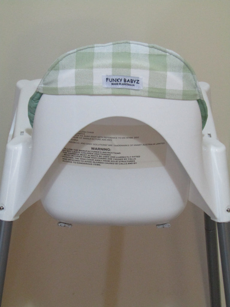 Small size universal high chair liner set-Pastel green gingham