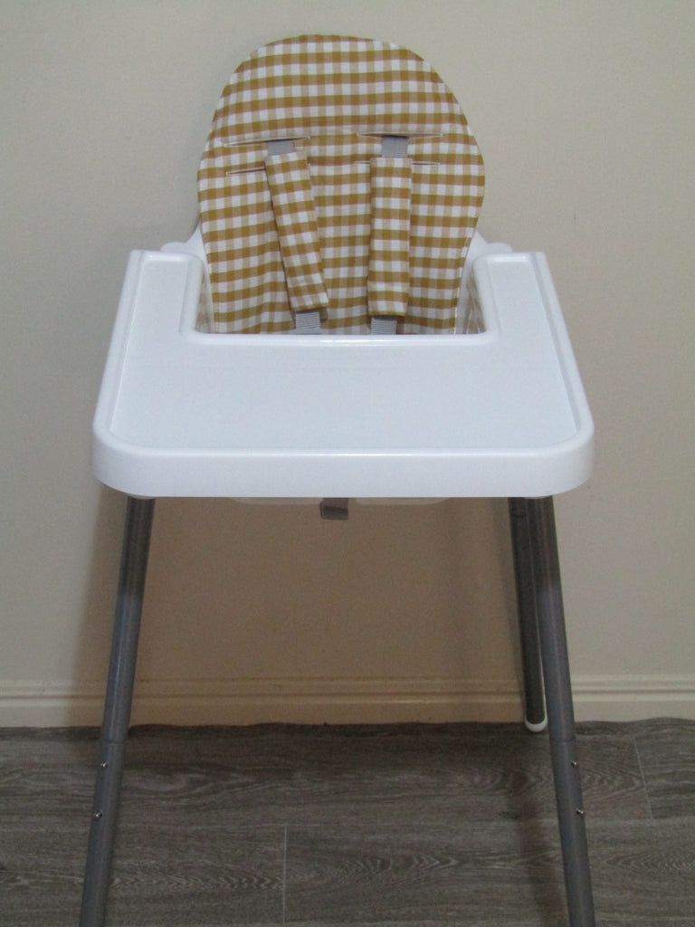 Small size universal high chair liner set-Mustard gingham