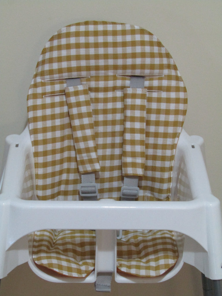 Small size universal high chair liner set-Mustard gingham