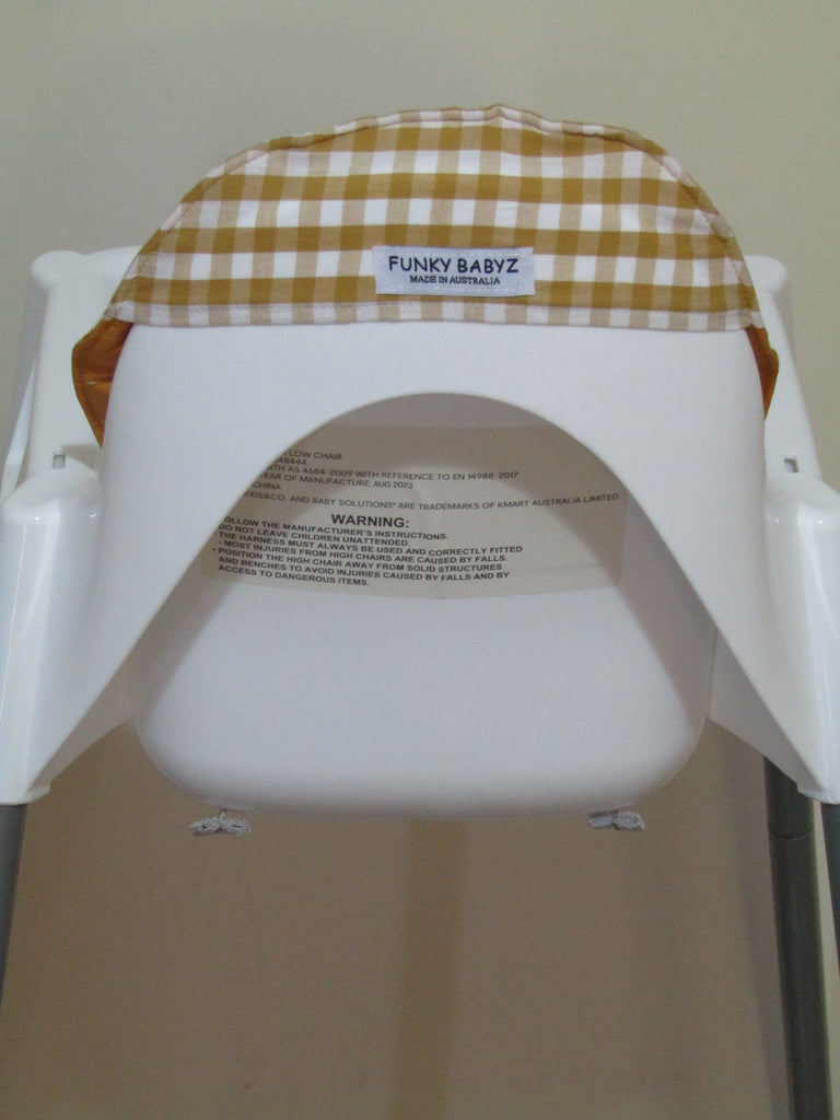 Small size universal high chair liner set-Mustard gingham