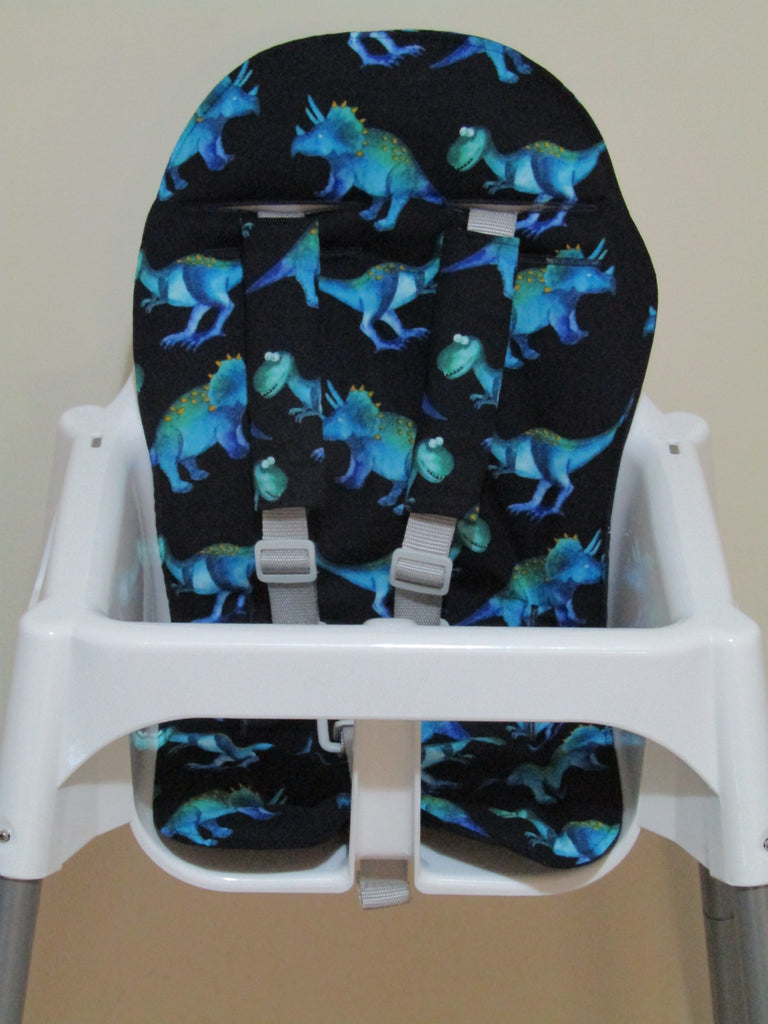 Small size universal high chair liner set-Steggy and T dinosaurs