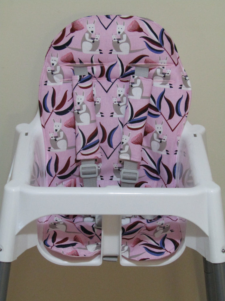 Small size universal high chair liner set-Australian kangaroo,pink