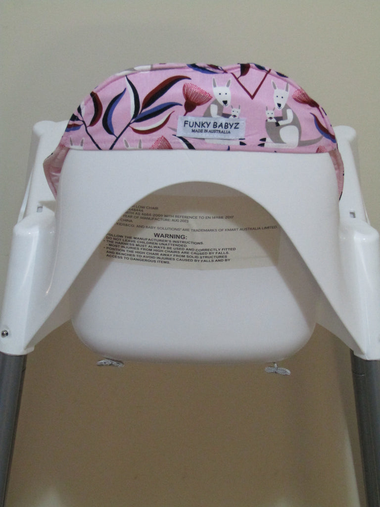 Small size universal high chair liner set-Australian kangaroo,pink