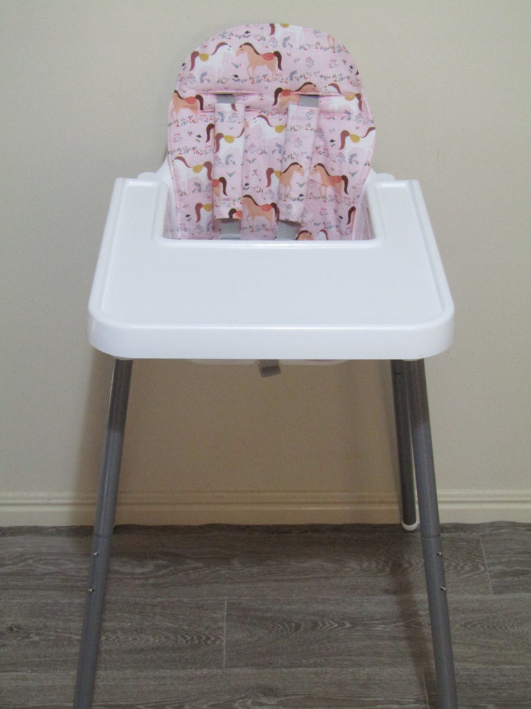 Small size universal high chair liner set-Floral horses