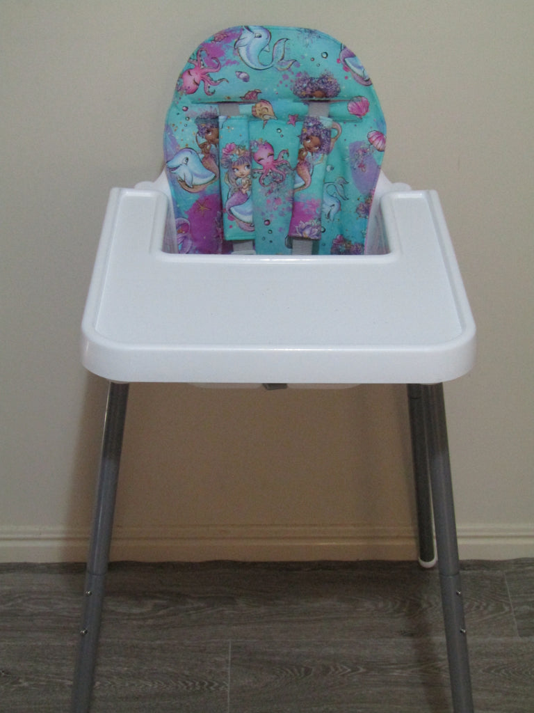 Small size universal high chair liner set-Mermaids