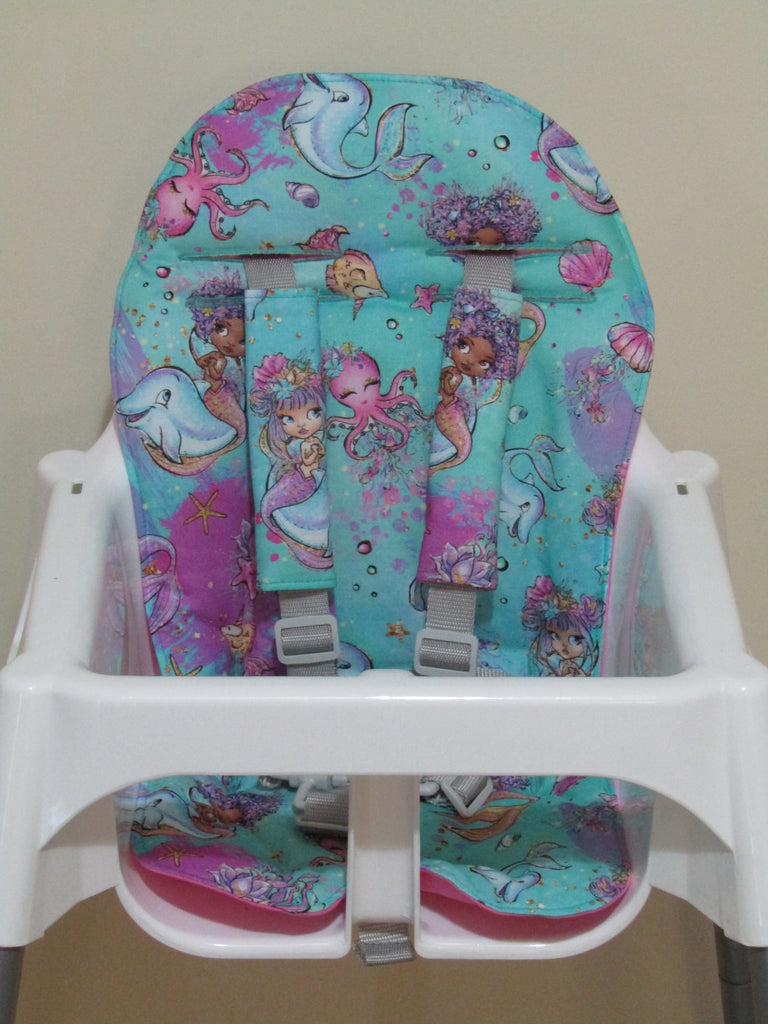 Small size universal high chair liner set-Mermaids