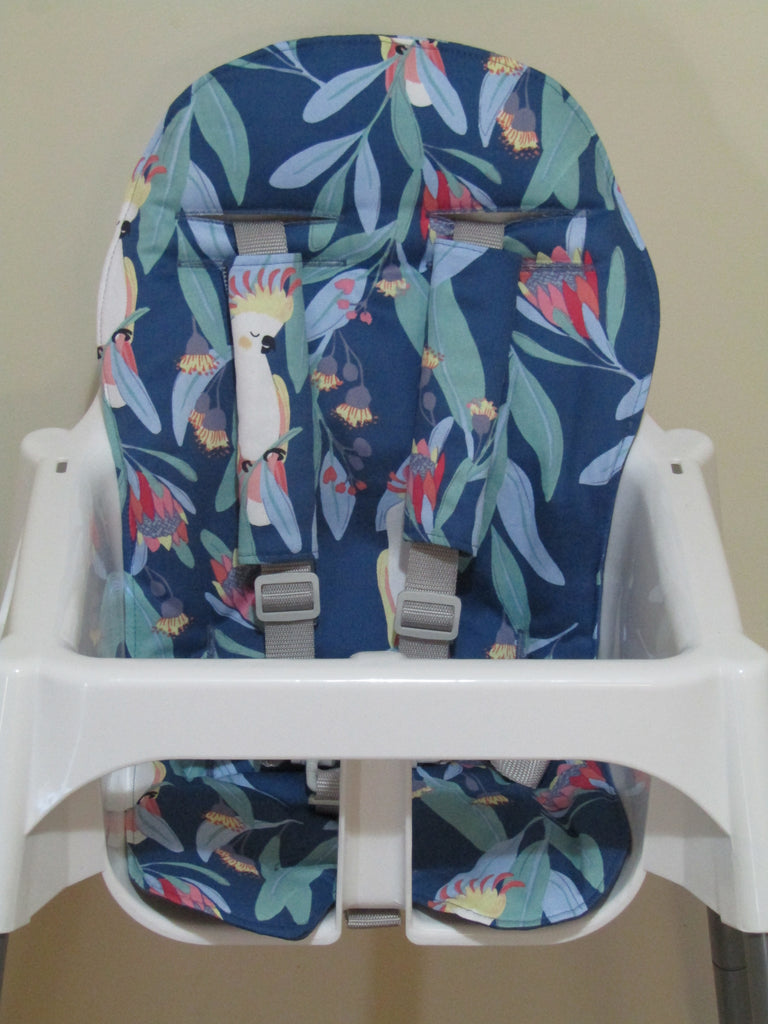 Small size universal high chair liner set-Australian cockatoo