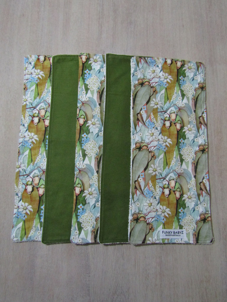 Burp cloth pack of 5-Australian babies,gum leaves