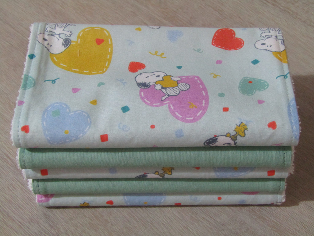 Burp cloth pack of 5-Snoopy style,love you