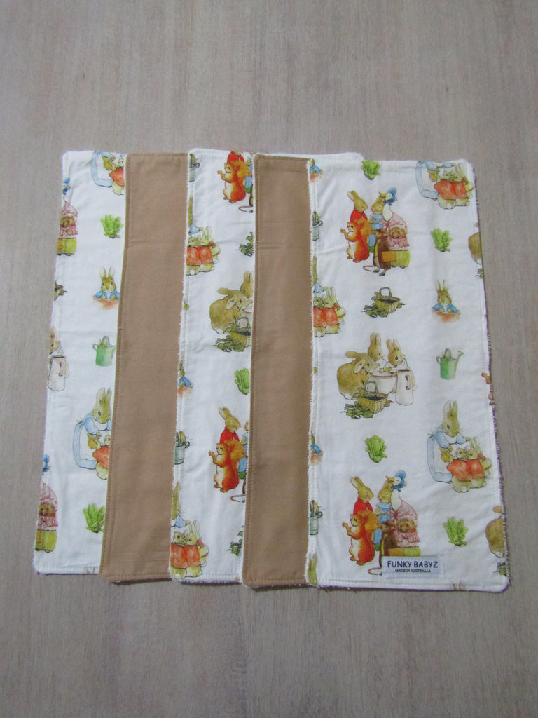 Burp cloth pack of 5-Bunny family