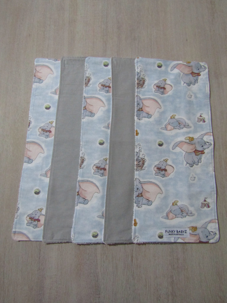 Burp cloth pack of 5-Elephant