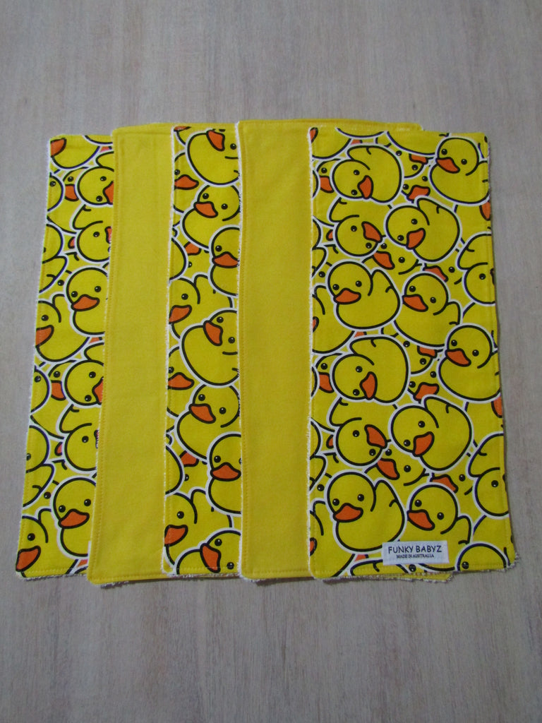 Burp cloth pack of 5-Rubber duckies