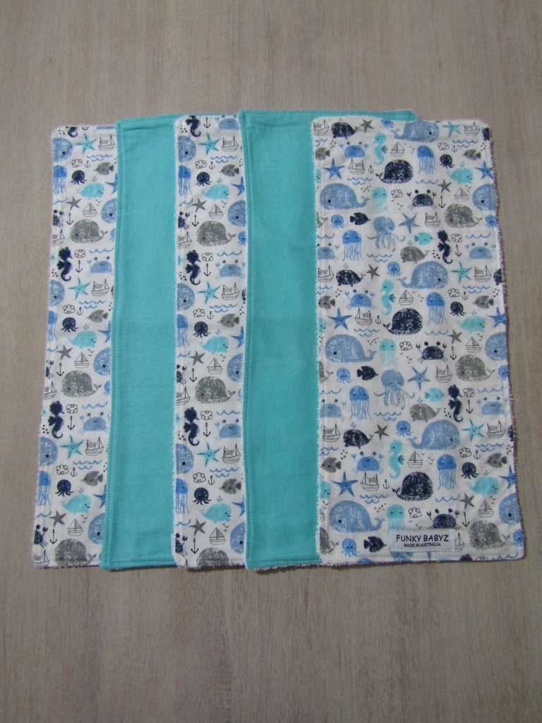 Burp cloth pack of 5-Friends at sea