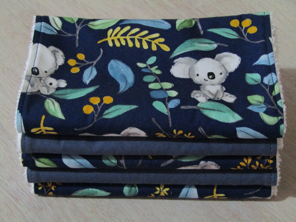 Burp cloth pack of 5-Australian koalas,blue