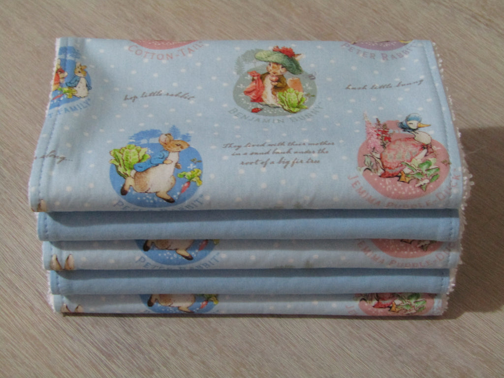 Burp cloth pack of 5-Rabbit and friends,blue