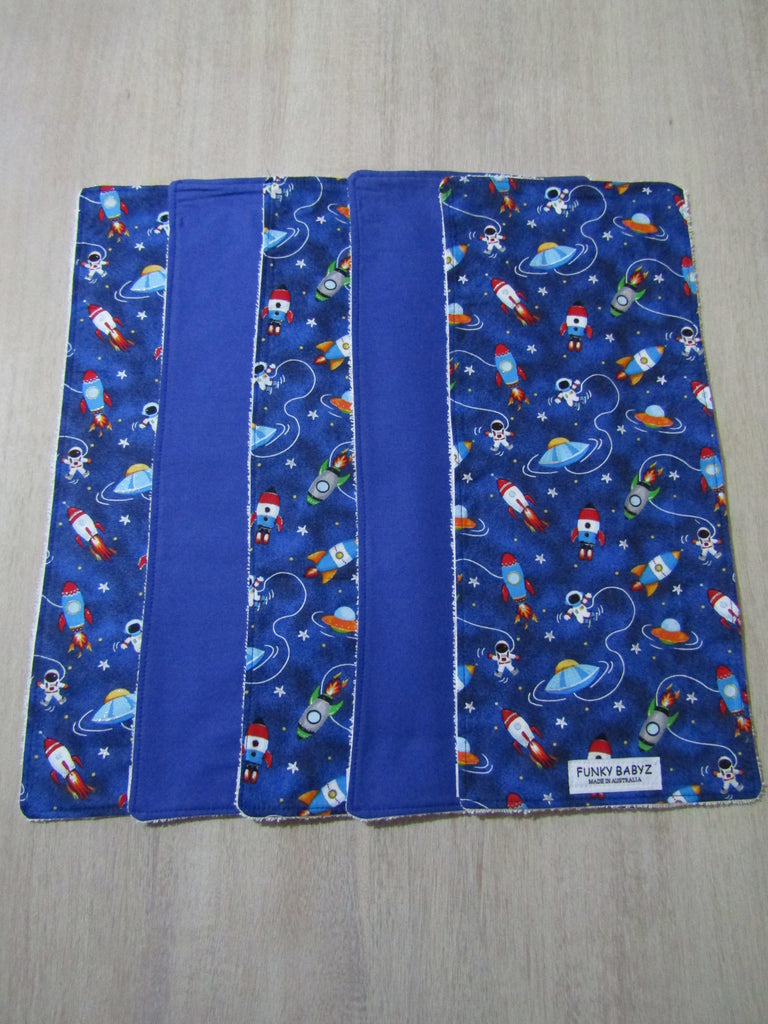 Burp cloth pack of 5-Spaceships and astronauts