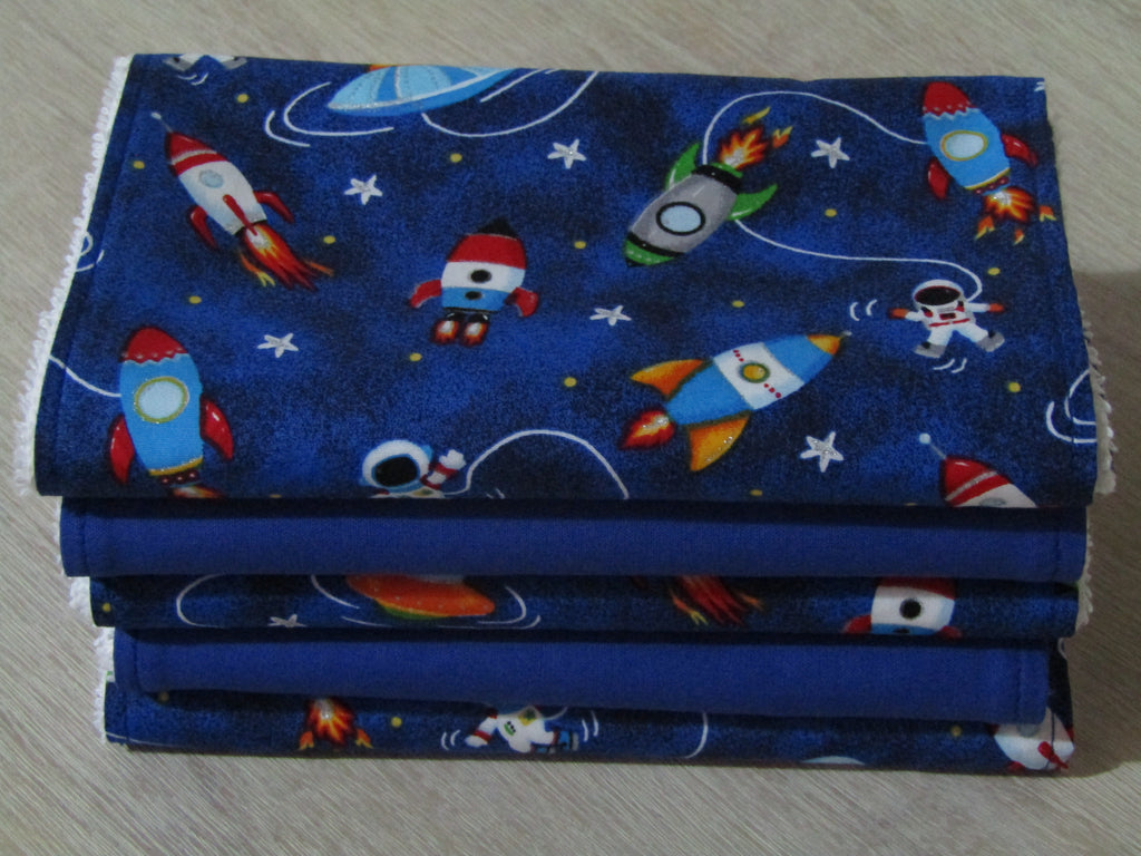 Burp cloth pack of 5-Spaceships and astronauts