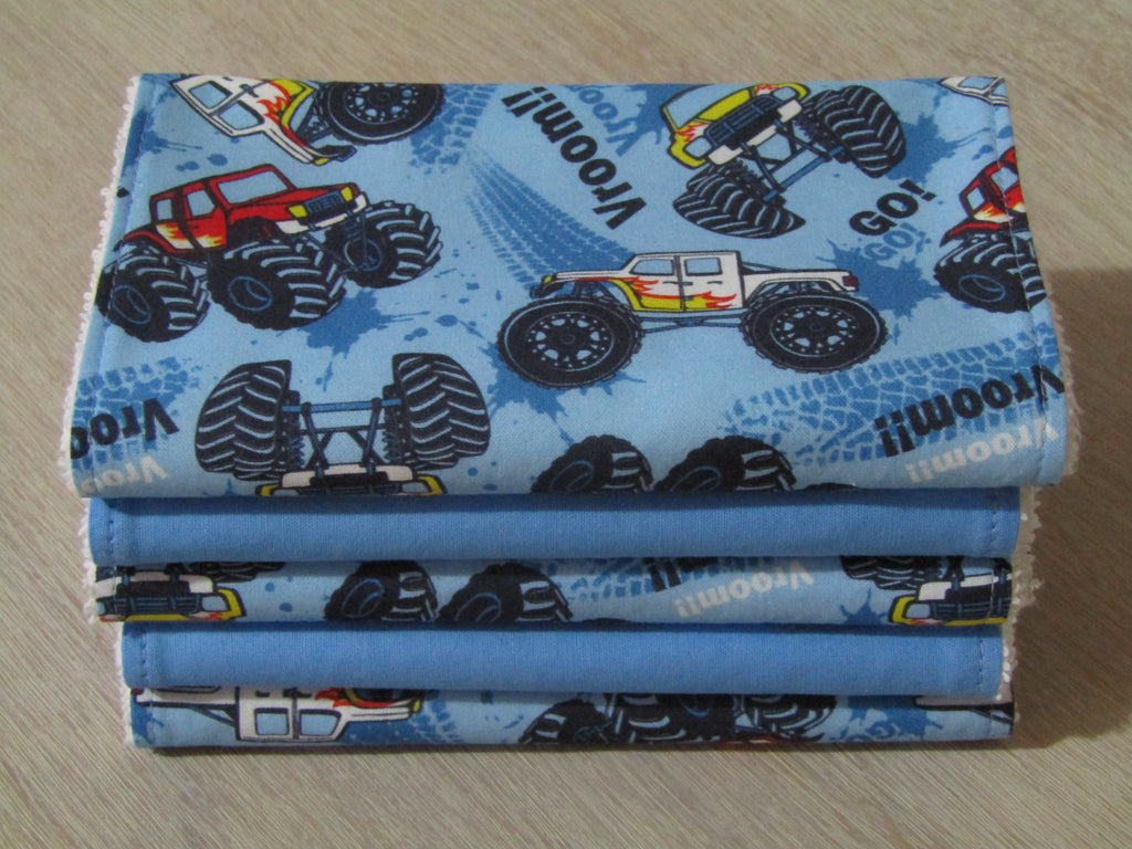 Burp cloth pack of 5-Monster trucks