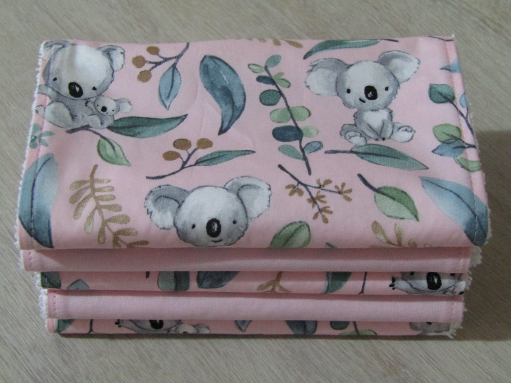 Burp cloth pack of 5-Australian koalas,pink