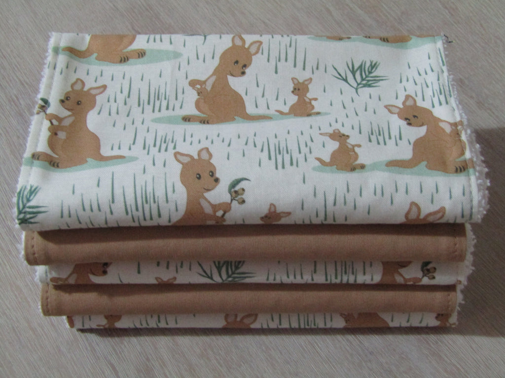 Burp cloth pack of 5-Australian mummy,baby kangaroo