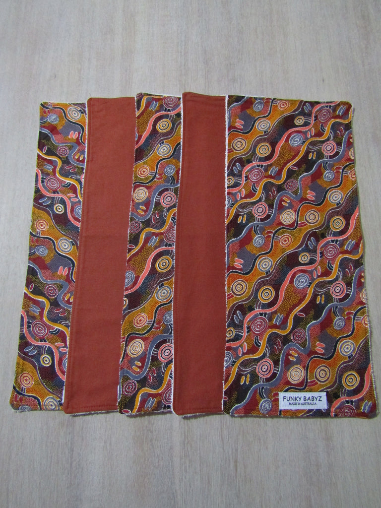 Burp cloth pack of 5-Indigenous,desert tracks