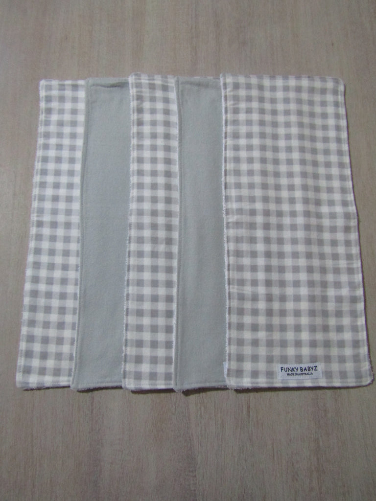 Burp cloth pack of 5-Grey gingham