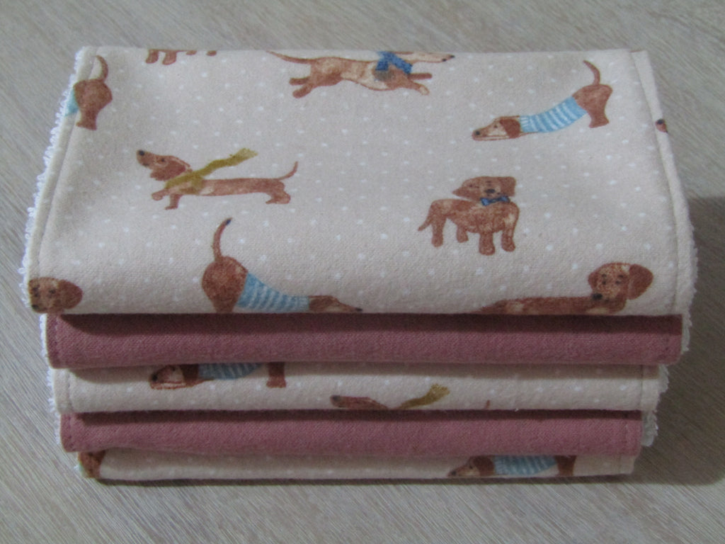 Burp cloth pack of 5-Silly sausage dogs