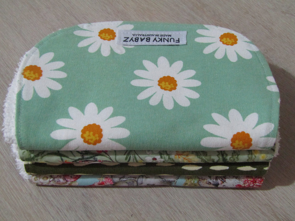 Burp cloth pack of 4 contoured-daisy,Australian