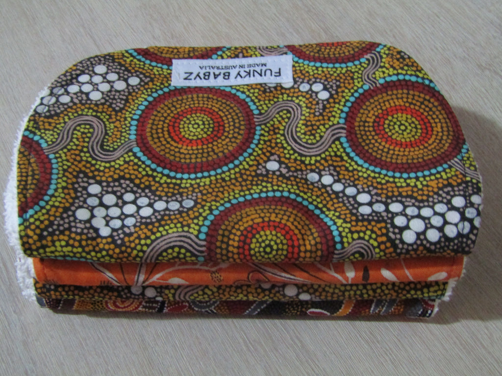 Burp cloth pack of 4 contoured-Australian indigenous