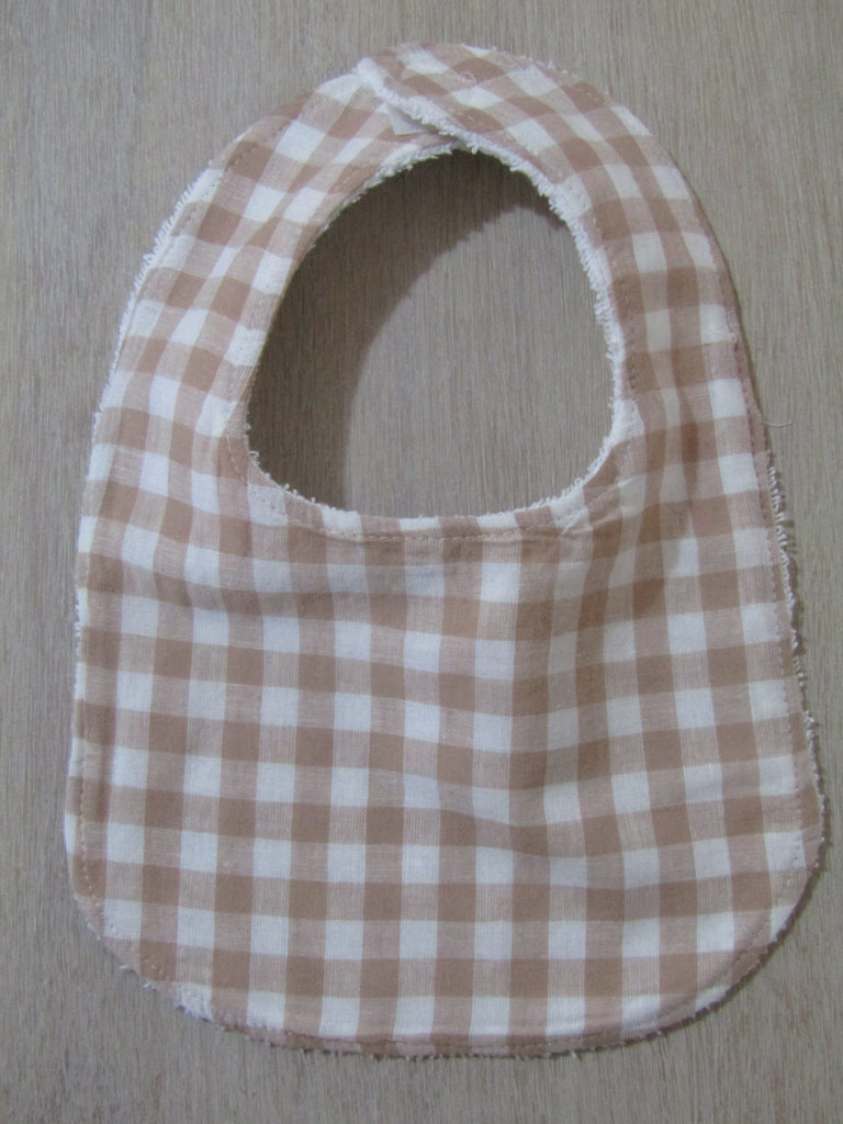 Flat baby bib-Lion brown gingham