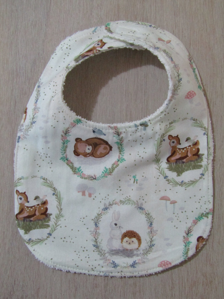 Flat baby bib-Woodland animals