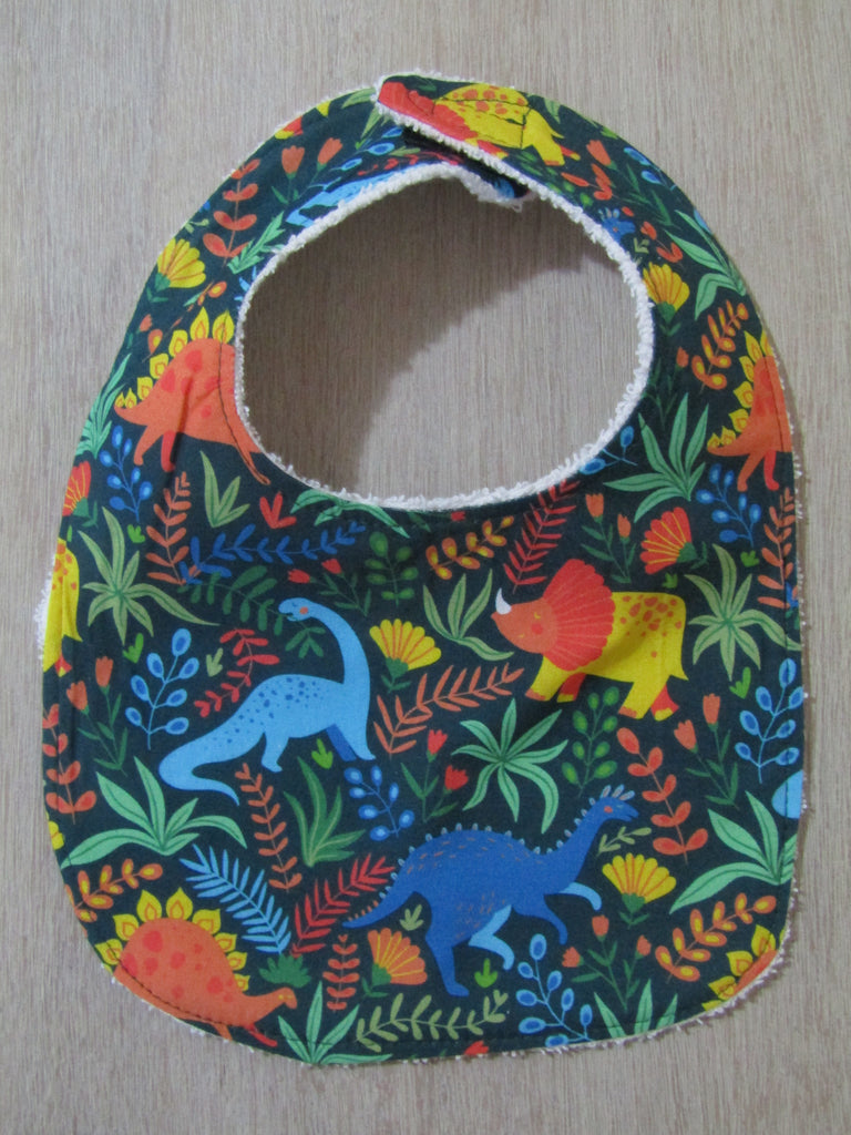 Flat baby bib-Prehistoric dino world