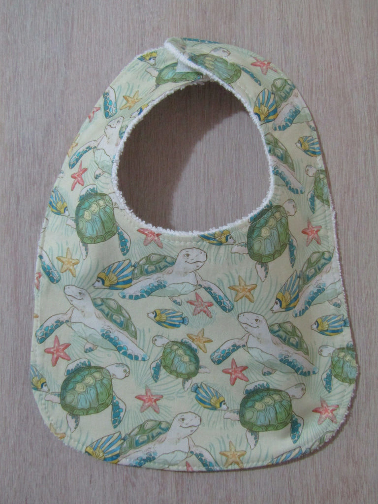 Flat baby bib-Sea turtles