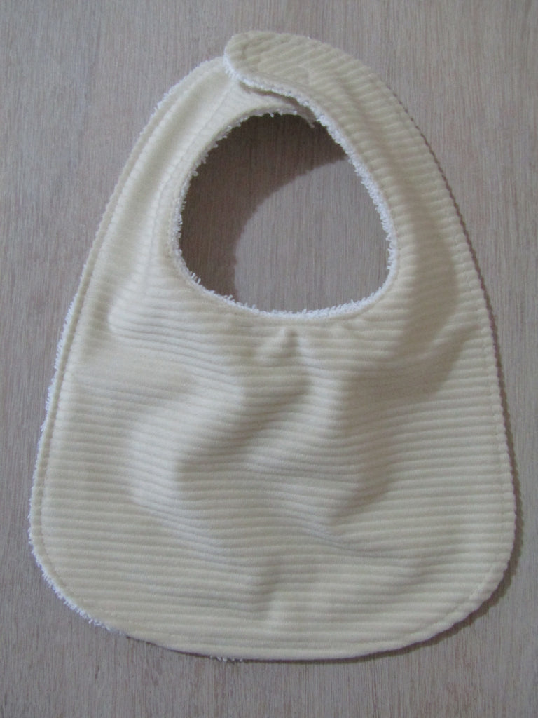 Flat baby bib-Ivory corduroy