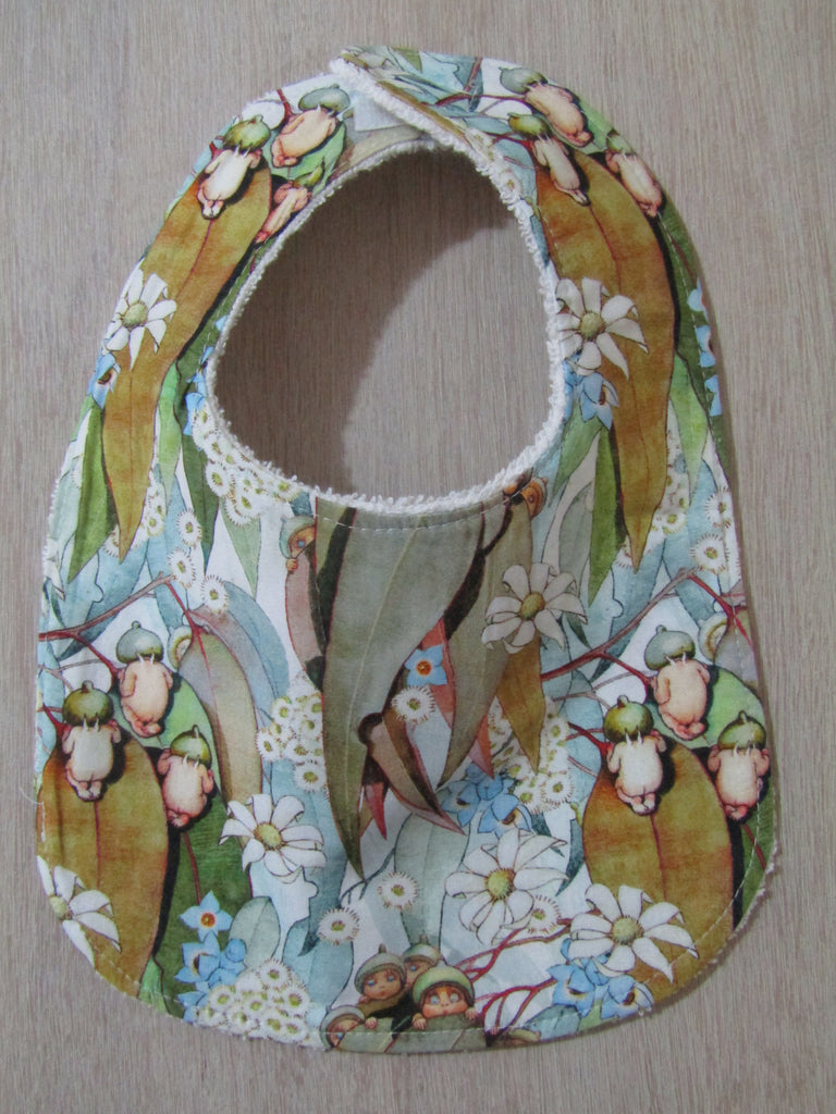 Flat baby bib-Australian babies,gum leaves