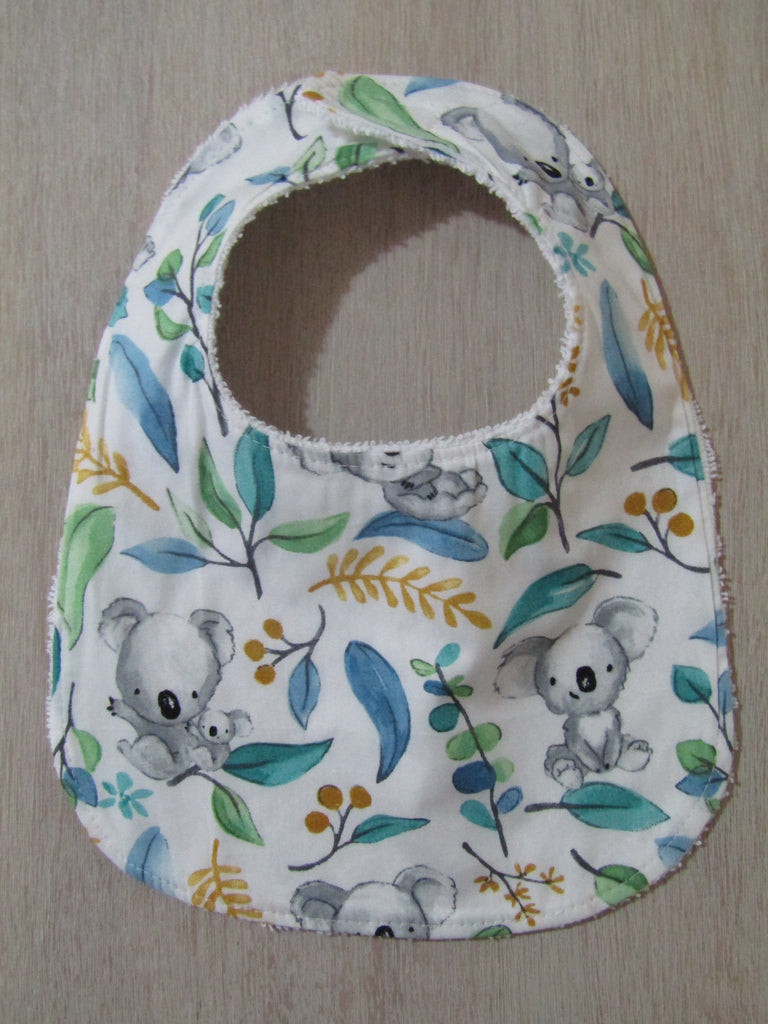 Flat baby bib-Australian koalas,white