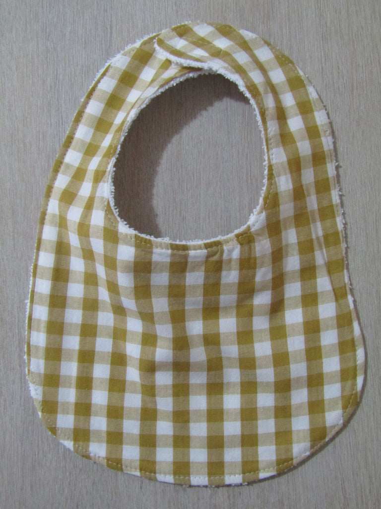 Flat baby bib-Mustard gingham