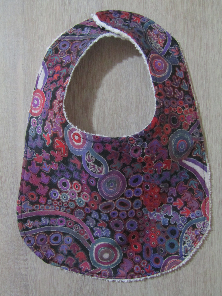 Flat baby bib-Australian Indigenous,emu dreaming