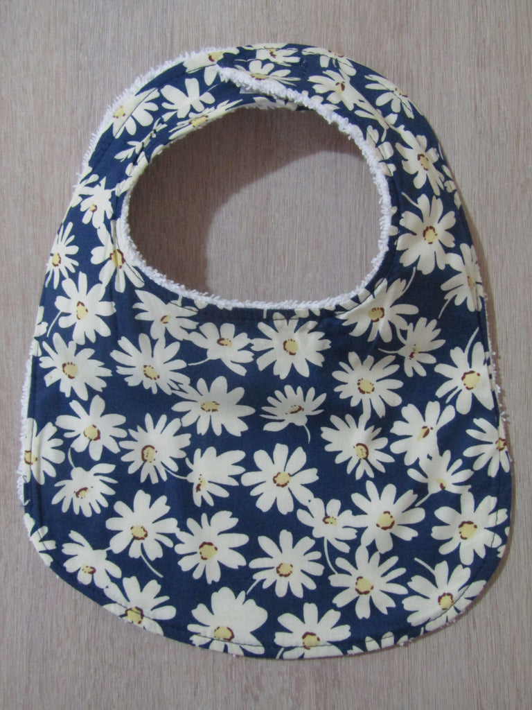 Flat baby bib-Pretty daisy,blue