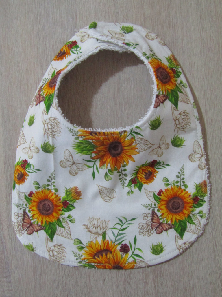 Flat baby bib-Sunflowers,butterflies