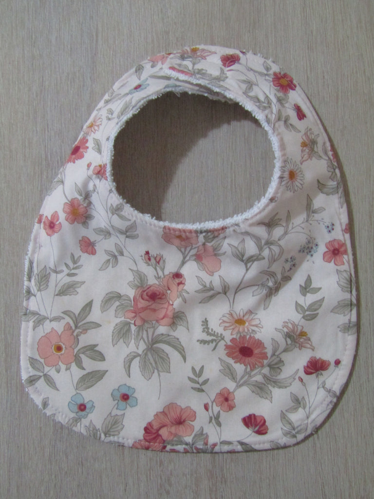 Flat baby bib-Pink flower fields