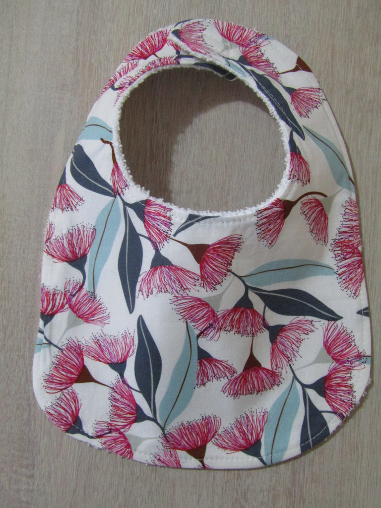 Flat baby bib-Australian gumnut blossom