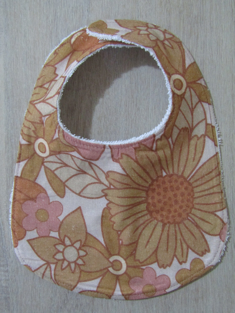 Flat baby bib-Retro pastel blooms