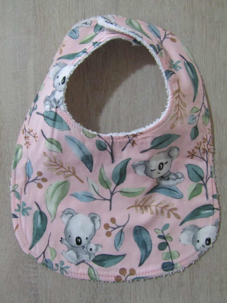 Flat baby bib-Australian koalas,pink