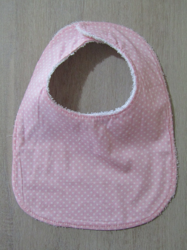 Flat baby bib-Pin spot,pink