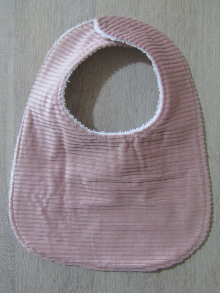 Flat baby bib-Dusty pink corduroy