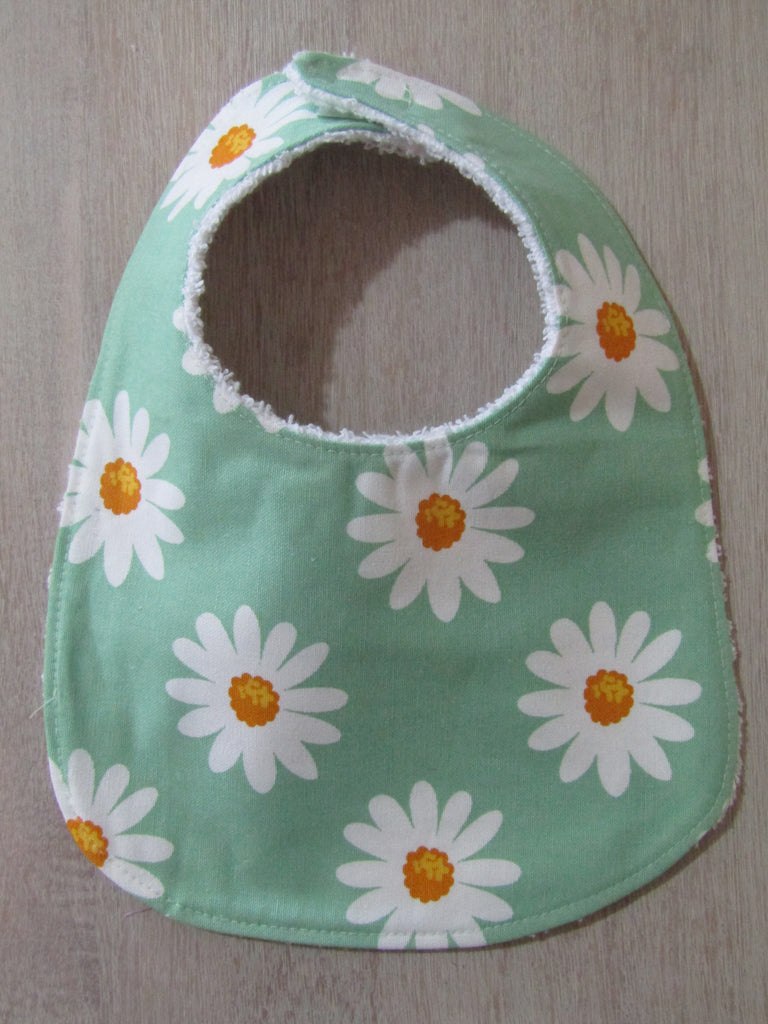 Flat baby bib-Large daisy,spearmint