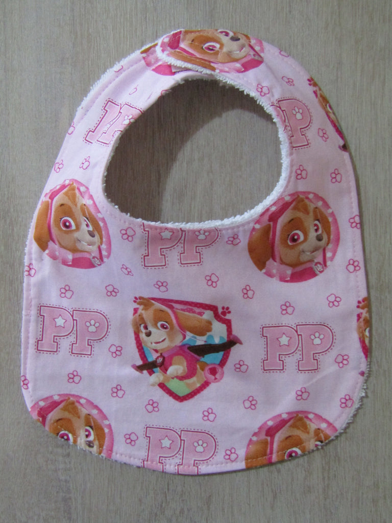 Flat baby bib-Puppies,pink