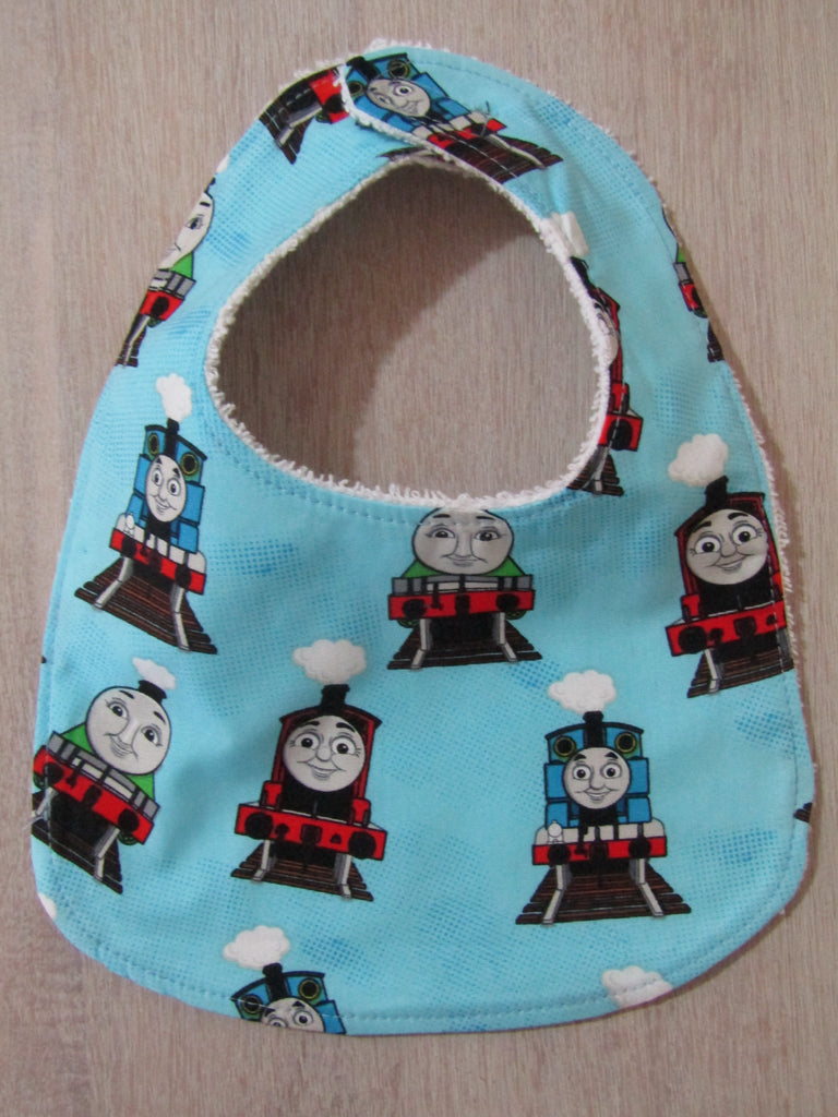 Flat baby bib-Trains,blue